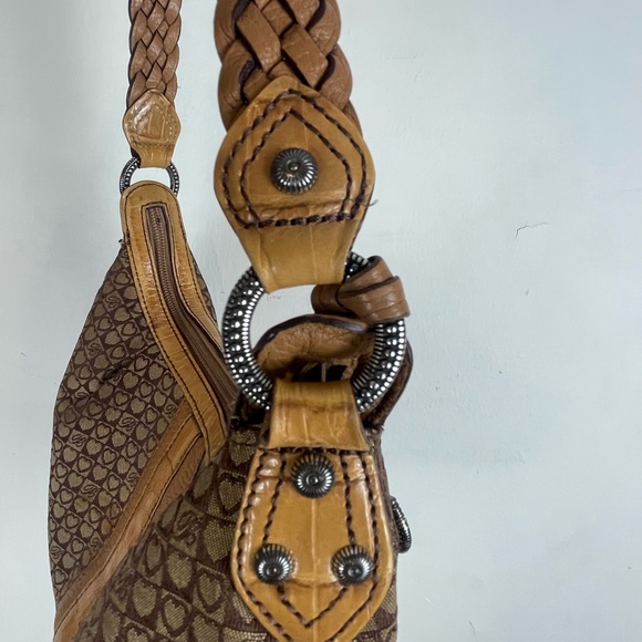 Brighton Canvas And Leather Trim Shoulder Bag GUC - Picture 7 of 12